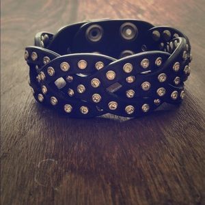 Harley Davidson Black Leather Bracelet